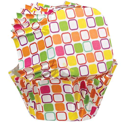 Square Colour Squares Cupcake Papers - Click Image to Close
